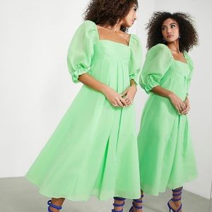 Bright green midi dress